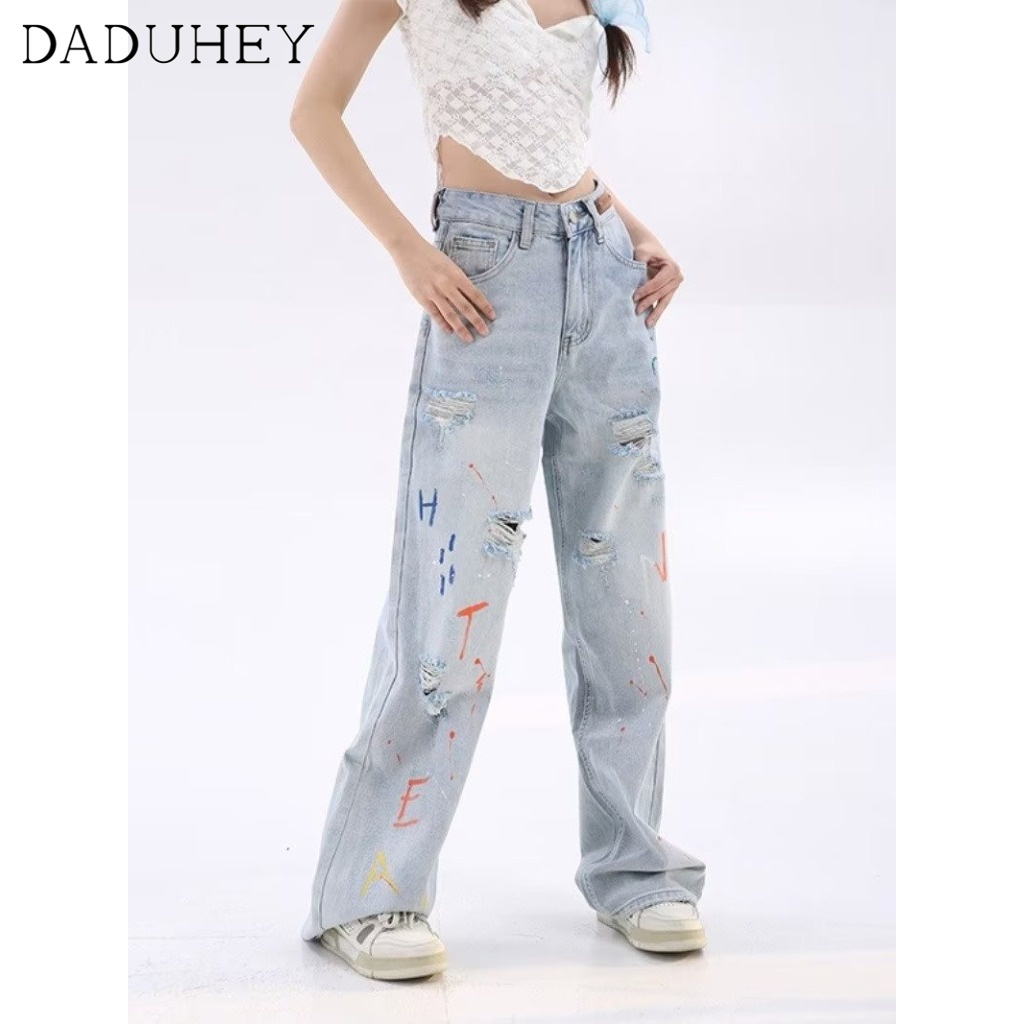 daduhey-korean-style-new-womens-straight-jeans-summer-2023-high-waist-wide-leg-loose-casual-mop-pants