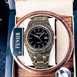 Fensir นาฬิกาข้อมือควอตซ์แฟชั่น สายแสตนเลส ลายนูน สร้างสรรค์ สําหรับบุรุษ 022