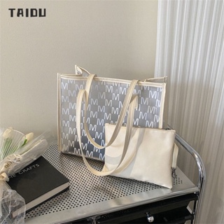 TAIDU กระเป๋าเจลลี่ใสแฟชั่นอินเทรนด์ แฟชั่นเกาหลีอินเทรนด์ แมตช์แบบสบาย ๆ กระเป๋าสะพายข้าง กันน้ำและทนต่อการสึกหรอ ความจุสูง [สองถุงหนึ่งชุด]