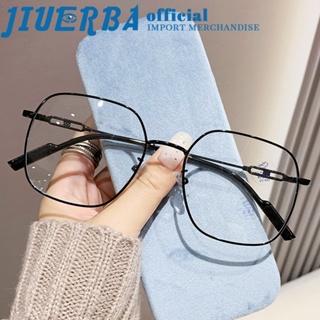 JIUERBA แฟชั่นซีรีส์ธรรมดาจัตุรัสโลหะน้ําหนักเบาพิเศษป้องกันแสงสีฟ้าสายตาสั้น แว่นตาสายตาสั้นป้องกันรังสี UV400 เลนส์แบบถอดเปลี่ยนได้สําหรับผู้ชายและผู้หญิง