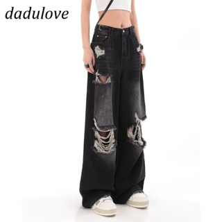 DaDulove💕 New American Ins High Street Hip Hop Ripped Jeans Niche High Waist Wide Leg Pants Large Size Trousers