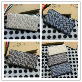 Long Zip Around Wallet With Monogram CF521 กระเป๋าสตางค์ผู้หญิง COAC H กระเป๋าสตางค์ซิปยาว วัสดุหนัง