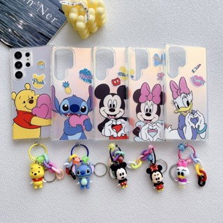 เคสโทรศัพท์มือถือแบบนิ่ม ลายการ์ตูนมินนี่ มิกกี้เมาส์ พร้อมจี้ห้อย สําหรับ Samsung S23 Ultra S22 Plus
