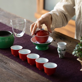 Jianghong ชุดถ้วยชาเซรามิค สไตล์จีน สําหรับห้องนั่งเล่น [A048]