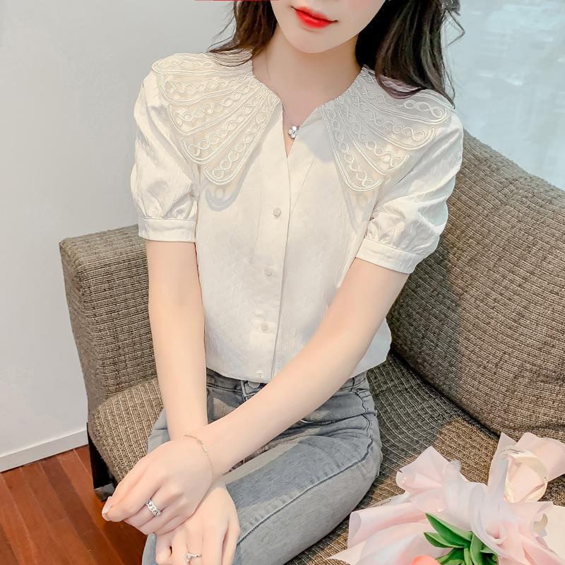 fashion-recommendation-เสื้อเชิ้ตแขนสั้น-คอตุ๊กตา-ลูกไม้-สไตล์ฝรั่งเศส-ระดับไฮเอนด์-แฟชั่นฤดูร้อน-สําหรับผู้หญิง