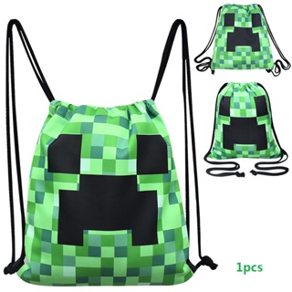 35 * 31 ซม. Minecraft Drawstring กระเป๋าเป้สะพายหลังเด็กกระเป๋านักเรียน กระเป๋าสตางค์