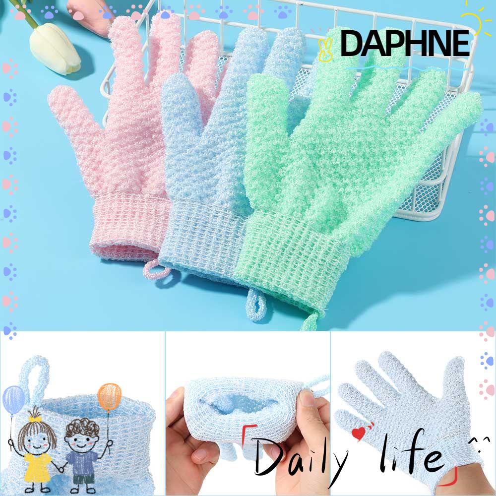 daphne-ถุงมือผ้าขนหนูอาบน้ําแบบห้านิ้วไม่มีผ้าขัดผิวอาบน้ําแบบสองด้าน