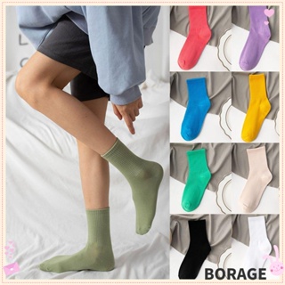 BORAGE Student Sport Socks Girls Harajuku Skateboard Socks Women Christmas Gifts Solid Color Comfortable Breathable Cotton/Multicolor