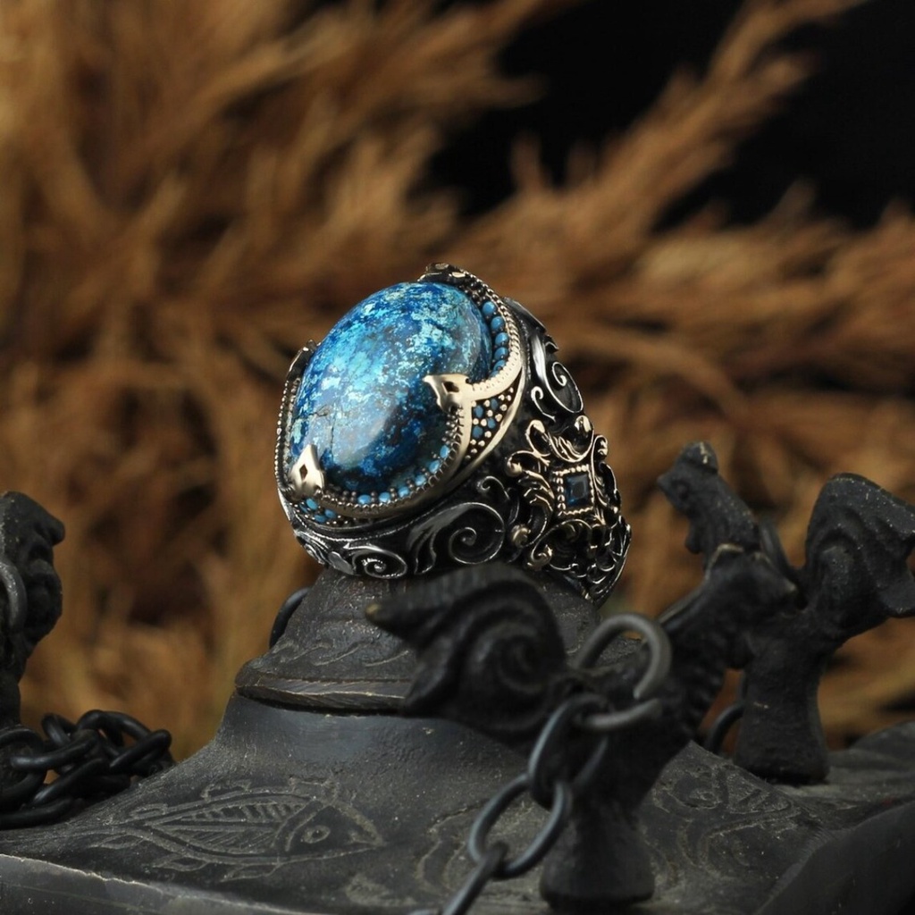 แหวนหมั้นแต่งงาน-เหล็กไทเทเนียม-ประดับคริสตัล-สีฟ้า-สไตล์พังก์-วินเทจ-สําหรับผู้ชาย