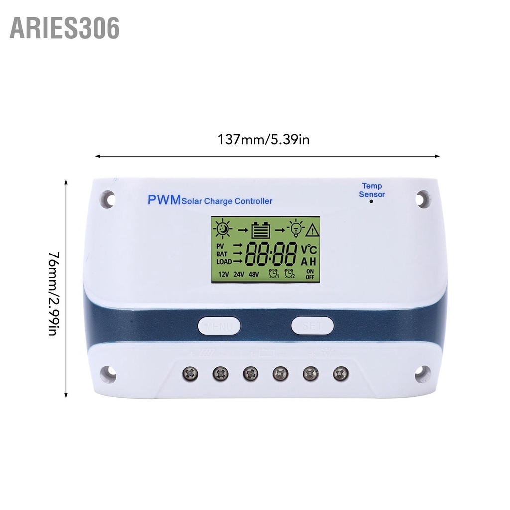 aries306-คอนโทรลเลอร์ชาร์จพลังงานแสงอาทิตย์-12v-24v-จอแสดงผล-lcd-pwm-ตัวควบคุมแผงโซลาร์เซลล์สำหรับสถานีฐานบ้าน