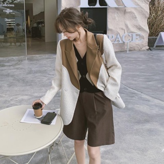 Suit jacket female Spring and Autumn 2022 New temperament Korean version of Advanced Design Minority Colour splicing suit