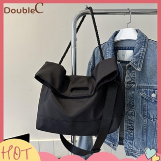 【Double C 】✿   กระเป๋าสะพายไหล่ กระเป๋าถือ ผ้าออกซ์ฟอร์ด ขนาดใหญ่ จุของได้เยอะ สีพื้น แฟชั่นสําหรับสตรี