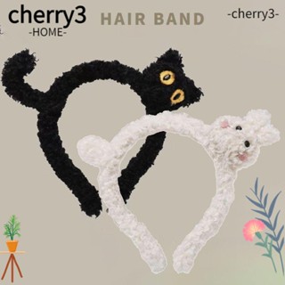 Cherry3 ที่คาดผม รูปการ์ตูนแมว กระต่าย สีดํา เครื่องประดับ สําหรับเด็ก และผู้ใหญ่