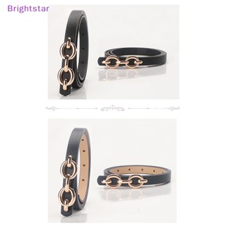 Brightstar เข็มขัดหนัง PU หัวเข็มขัดอัลลอย เรียบง่าย แฟชั่น สําหรับผู้หญิง