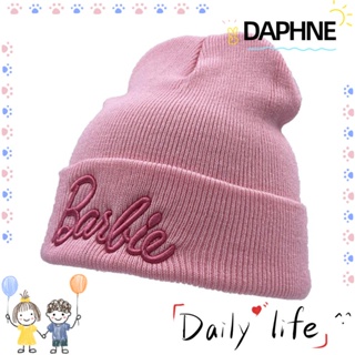 Daphne หมวกถัก ผ้าวูล แบบสวมหัว ปักลายแมว สีชมพู สําหรับตุ๊กตาบาร์บี้