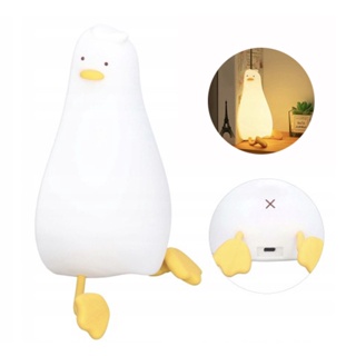 Ready Stock  Lampu Tidur Cute Cartoon LED Night Light Soft Silicone Touch Sensor Night Lamp Colorful Baby Kids Room Desk Bedside Decoration Lamp Cute duck