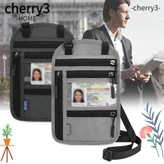 Cherry3 RFID กระเป๋าหนังสือเดินทาง ไนล่อน กันน้ํา กันขโมย พร้อมสายคล้องคอ ปรับได้ สําหรับผู้ชาย และผู้หญิง