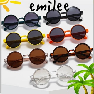 Emilee แว่นตากันแดด ทรงกลม สีดํา สีส้ม สไตล์พังก์ร็อค ฮิปฮอป
