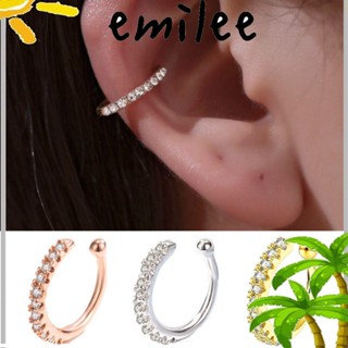 Emilee ใหม่ ต่างหูสตั๊ด ประดับเพชร เพทาย สีทอง สีเงิน สําหรับผู้หญิง และผู้ชาย 2 ชิ้น