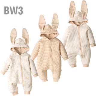 BW3 บอดี้สูทเด็ก unisex แขนยาวกระต่ายน่ารักหูคลุมด้วยผ้าผ้าฝ้ายทารก onesie สำหรับออกนอกบ้าน