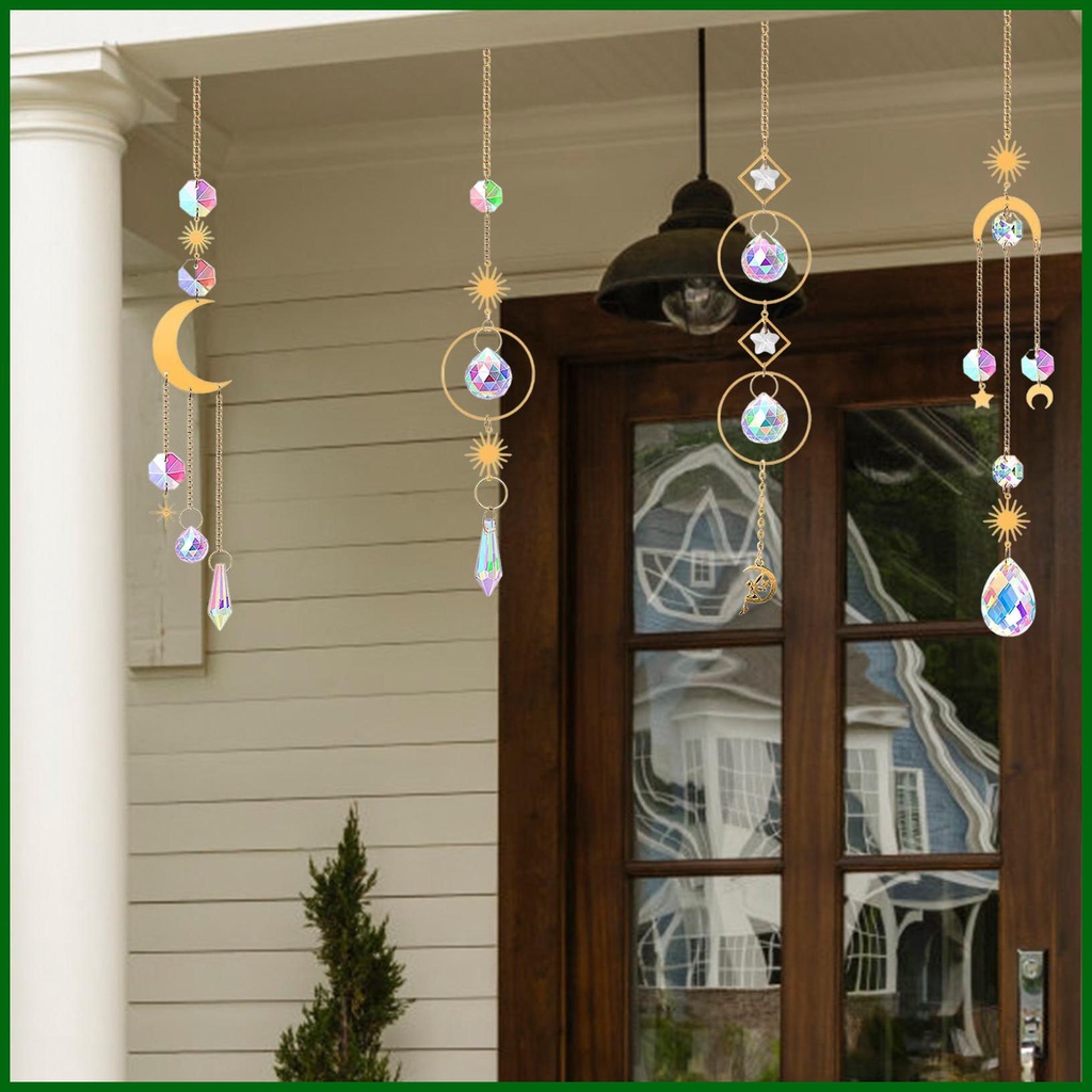 เครื่องรางจับแสงอาทิตย์-ประดับคริสตัล-พร้อมโซ่-สีรุ้ง-สําหรับหน้าต่าง