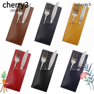 Cherry3 กระเป๋าหนัง ทรงสี่เหลี่ยมผืนผ้า จุของได้เยอะ แบบพกพา สําหรับใส่ช้อนส้อม บนโต๊ะอาหาร
