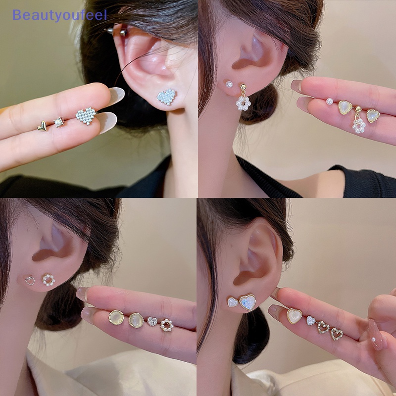 beautyoufeel-ต่างหูสตั๊ด-ประดับเพทาย-รูปหัวใจ-สไตล์เกาหลี-แฟชั่น-สําหรับผู้หญิง-y2k-6-ชิ้น-ต่อชุด