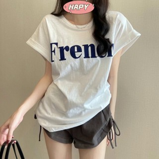 HAPY ใหม่เน็ตแดงใน superfire แสดงผอมหล่นไหล่หวานเย็นแขนสั้นเสื้อยืดหลวมฤดูร้อนนักเรียนท็อปส์ซู