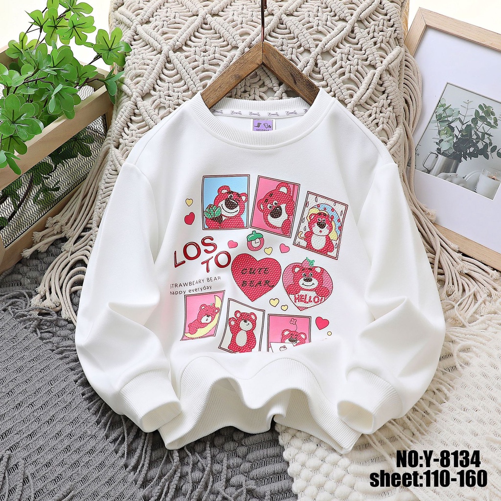 new-childrens-sweater-leisure-style-love-strawberry-bear-girls-blouse-baby-long-sleeved-cotton-lovely-wind-sweater