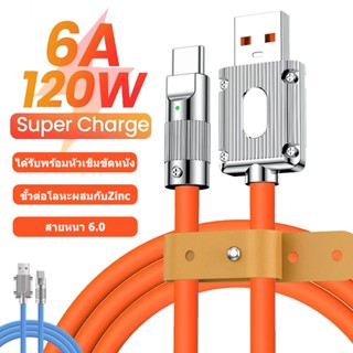 【 COD+ส่งจากไทย 】1/2M 120W 6A สุดยอดชาร์จเร็ว Type C สายซิลิโคนอลูมิเนียมอัลลอยด์ ชาร์จด่วน สาย USB สำหรับ iPhone Xiaomi