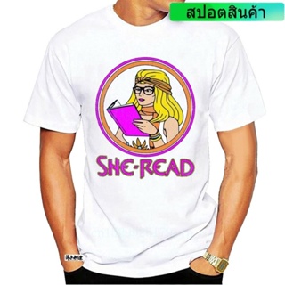 เสื้อยืดคอกลม เสื้อยืดผ้าฝ้าย เสื้อยืดผ้าหนา tshirt ใหม่ เสื้อยืด พิมพ์ลาย She Read Masters Of The Ra Princess Fun He Si