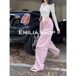 EMILIA SHOP กางเกงขายาว กางเกงเอวสูง กางเกงขายาวผู้หญิง 2023 ใหม่ A20M01N 0329