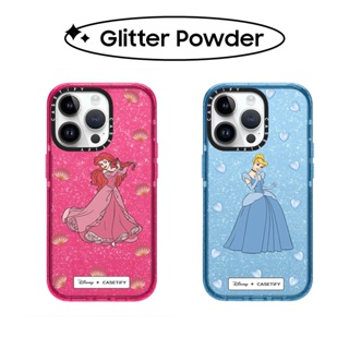 Bling Glitter CASETiFY Disney Princess Ariel Cinderella เคสซิลิโคน TPU สําหรับ iPhone 11 12 13 14 Pro Max