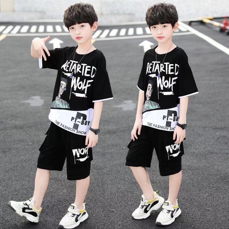 ชุดเสื้อยืด-2-ชิ้น-และกางเกงขาสั้นยีนส์-แฟชั่นเกาหลี-คุณภาพสูง-สําหรับเด็กผู้ชาย-อายุ-3-4-5-6-7-8-9-10-11-12-ปี