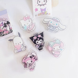 SANRIO คลิปหนีบกระดาษ อะคริลิค แบบพลาสติก PP ลายการ์ตูนซานริโอ้น่ารัก สองด้าน สําหรับนักเรียน ของขวัญวันหยุด เครื่องเขียน