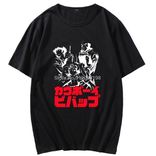 GOOD YF90s Japanese Anime Cowboy Bebop T-shirt Short Sleeve Man Oversized Hip-hop Style T Shirt Male  Pure Cotton Black