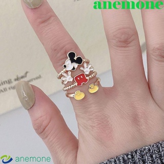 Anemone แหวนแฟชั่น ลายการ์ตูนหนูน่ารัก หลายชั้น หรูหรา สร้างสรรค์ สไตล์เกาหลี ญี่ปุ่น เรโทร เครื่องประดับ สําหรับผู้หญิง