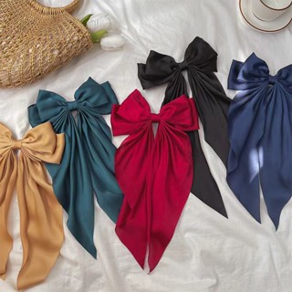 ใหม่ โบว์ใหญ่ ดอกไม้ ริบบิ้นยาว กิ๊บด้านหลัง ตาข่ายสีแดง กิ๊บติดผม เครื่องประดับผม