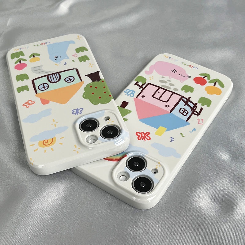 เคสโทรศัพท์มือถือแบบแข็ง-ลายกราฟฟิตี้แมว-สุนัข-สําหรับ-iphone-13-14pro-12-11-7-8xsxr-eqxt