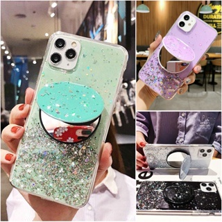 Casing Samsung S23 S22 S21 S20 S23+ S22+ Ultra Plus S20FE Note 20 A7 2018 Bling Colorful Glitter Hard Bright Star With Make-up Mirror Soft Case Transparent Phone Back Cover 1QH 04