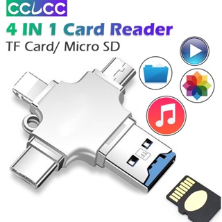 Cclcc 4 In 1 อะแดปเตอร์การ์ดรีดเดอร์ USB 3.0 Type C Micro sd TF OTG สําหรับ iPhone 14 13 12 11 pro max Samsung s22+ ultra xiaomi