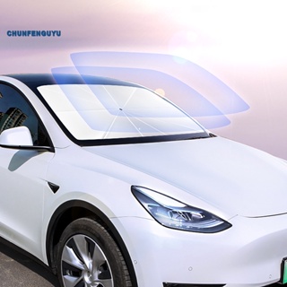 [CFGY Auto] ม่านบังแดดกระจกหน้ารถยนต์ ทนความร้อน สําหรับ Tesla Model3 Model Y Model X Model S