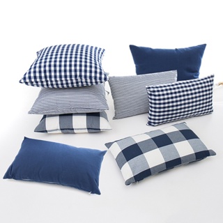 Home Decor Stripe Plaid Blue 30x50cm 45x45cm Pillow Case Soft comfortable