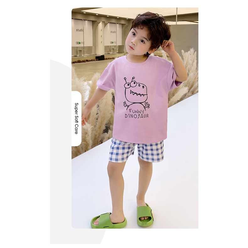 childrens-cute-dinosaur-cartoon-home-clothes-summer-new-childrens-short-sleeved-cotton-pajamas