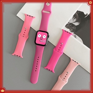 สายนาฬิกาข้อมือซิลิโคน สีชมพู สําหรับ Apple Watch s8 s7 se
