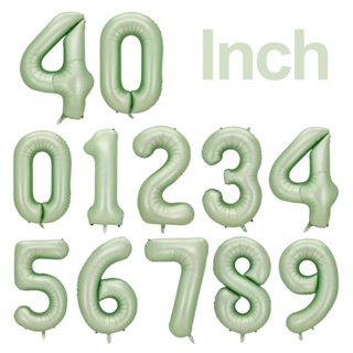 ลูกโป่งฟอยล์ฮีเลียม สีเขียวมะกอก ตัวเลข 1-0 40 นิ้ว สําหรับตกแต่งปาร์ตี้วันเกิด