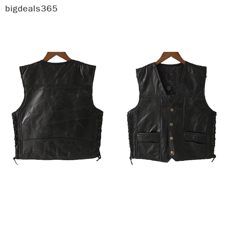 bigdeals365-เสื้อกั๊กหนัง-พลัสไซซ์-สีดํา-สไตล์พังก์-สําหรับขี่รถจักรยานยนต์