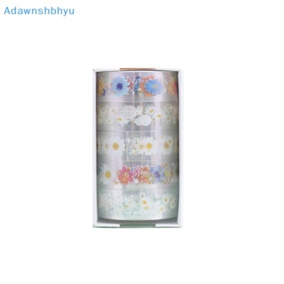 Adhyu เทปกาววาชิ ลายดอกเดซี่ สีโปร่งใส สําหรับตกแต่งสมุดภาพ เครื่องเขียน Diy 5 ชิ้น