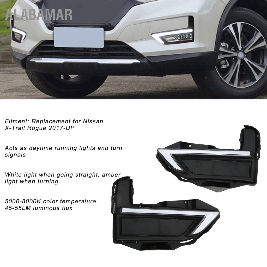 alabamar-led-daytime-running-light-ไฟเลี้ยวสีขาวอำพัน-4555lm-50008000k-สำหรับ-nissan-xtrail-rogue-2017up