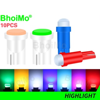 Bhoimo แผงแดชบอร์ดไฟ led T5 W3W T10 W5W COB 194 168 10 ชิ้น สําหรับรถจักรยานยนต์ DC12V